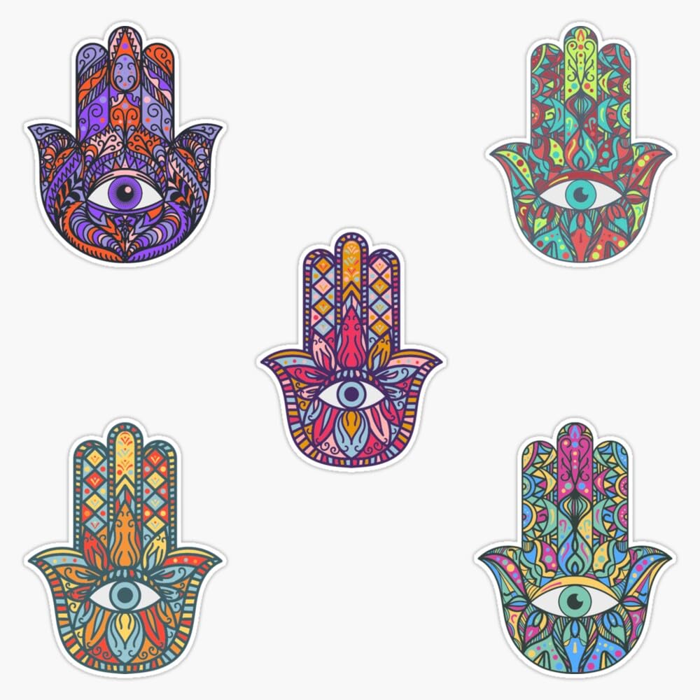 Hamsa. Hand Of Fatima Set Sticker Vinyl Waterproof Sticker Decal Car Laptop Wall Window Bumper Sticker 5"
