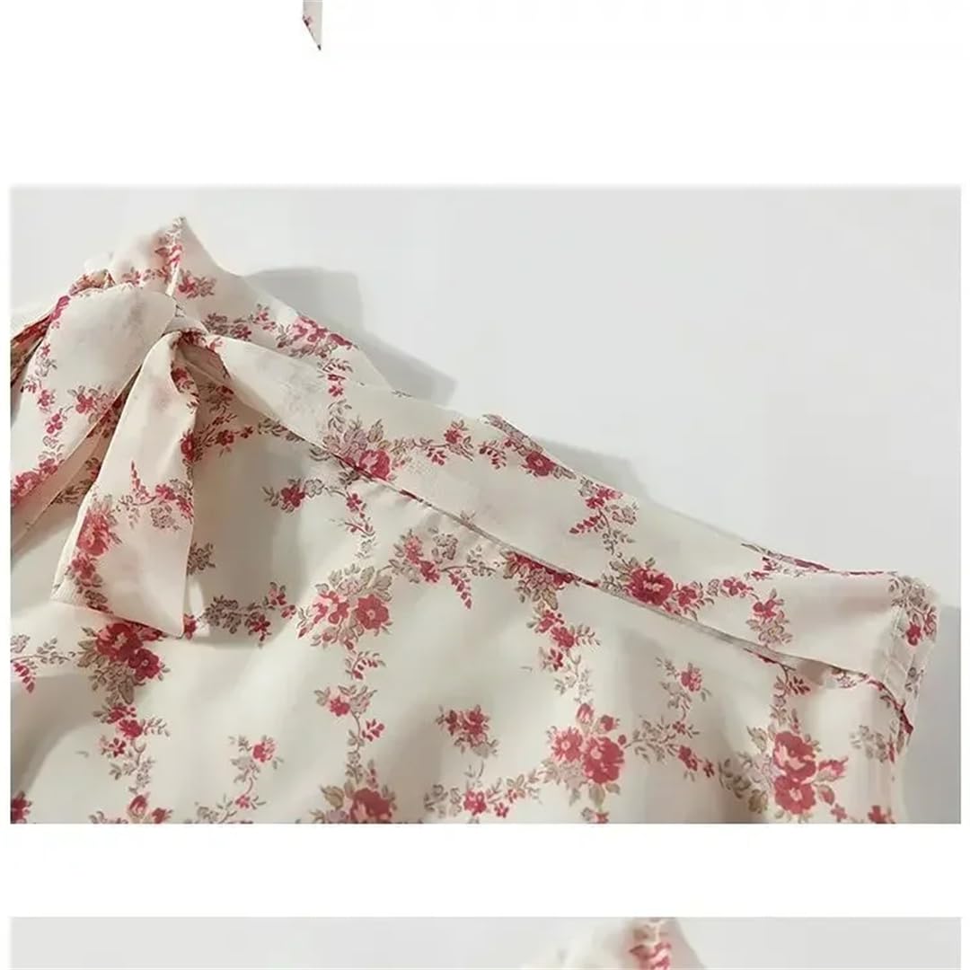 Gonna da donna con stampa floreale a trapezio a vita alta dolce abito da fata gonna corta in chiffon giovanile