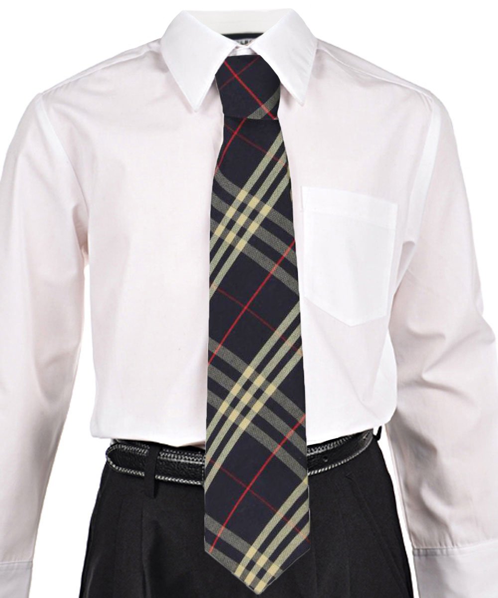 Cookie's Adjustable Banded Necktie with Clip - navy/khaki/red *plaid #1c*, 14