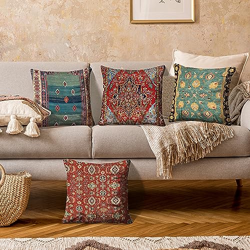 HOSTECCO Kilim Cushion Covers 45x45 cm Pack of 4 Vintage Tribal Cushion Cases Ethnic Patterned Decorative Pillow Covers for Sofa Couch Bed Office - Image 2
