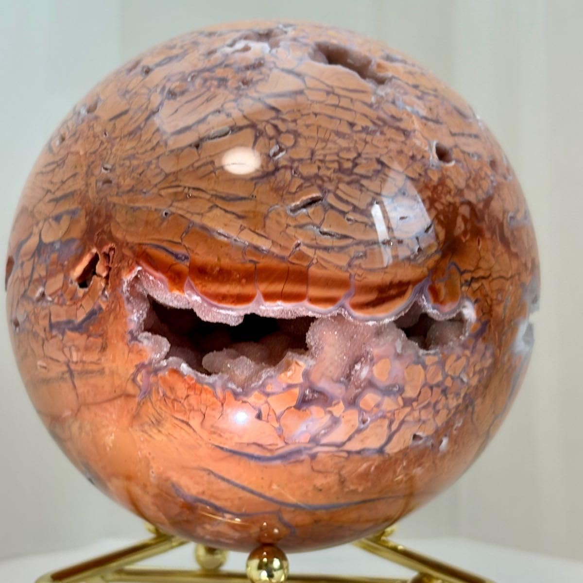 レア ピンクフラワードゥルージーアゲートスフィア 桜瑪瑙 花瑪瑙 丸玉