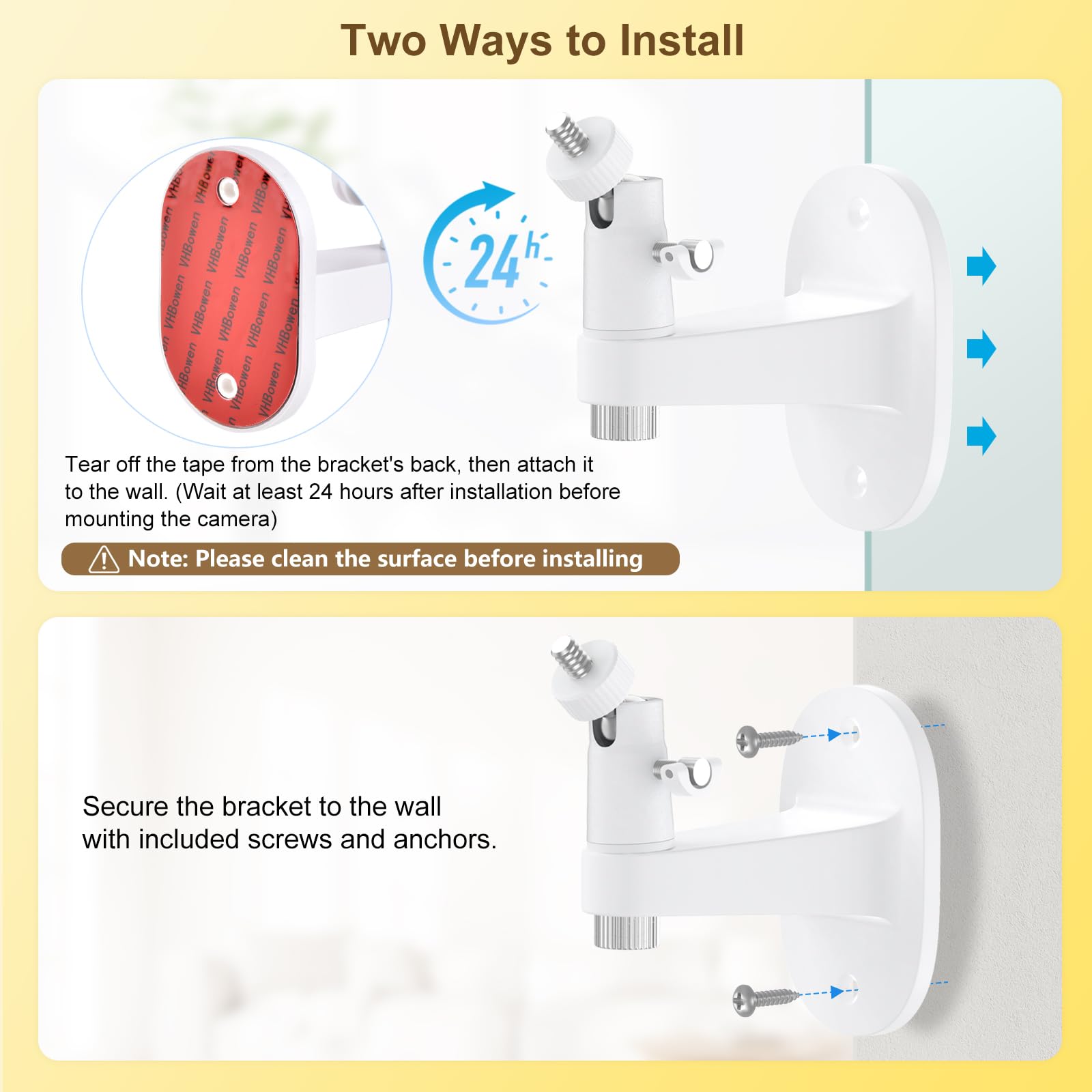 Soporte de pared para monitor de bebé compatible con HelloBaby HB65/HB40/HB6550/HB66/HB6339/HB6550 Pro, ANMEATE SM935E, soporte de pared ajustable giratorio de 360 grados para monitor de bebé