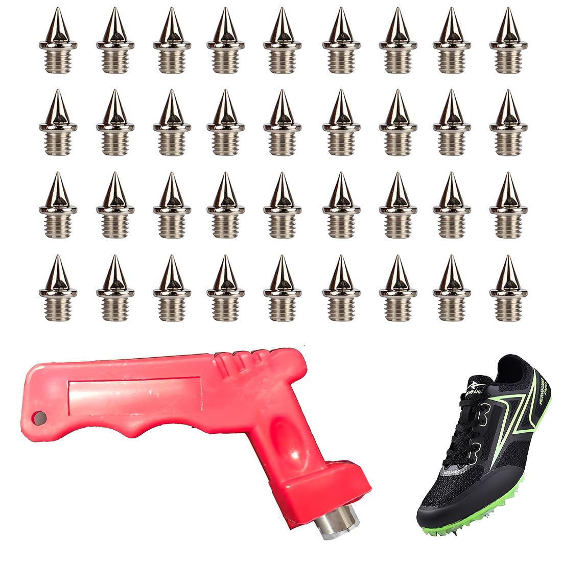 36Stk Stahl Spike Nägel Mit Schlüssel Für Leichtathletik Sportschuhe, 6 Mm Pyramid Ersatz Spikes Leichtathletik Ersatzdornen Für Track Schuhe Weitspringen Laufen Wandern