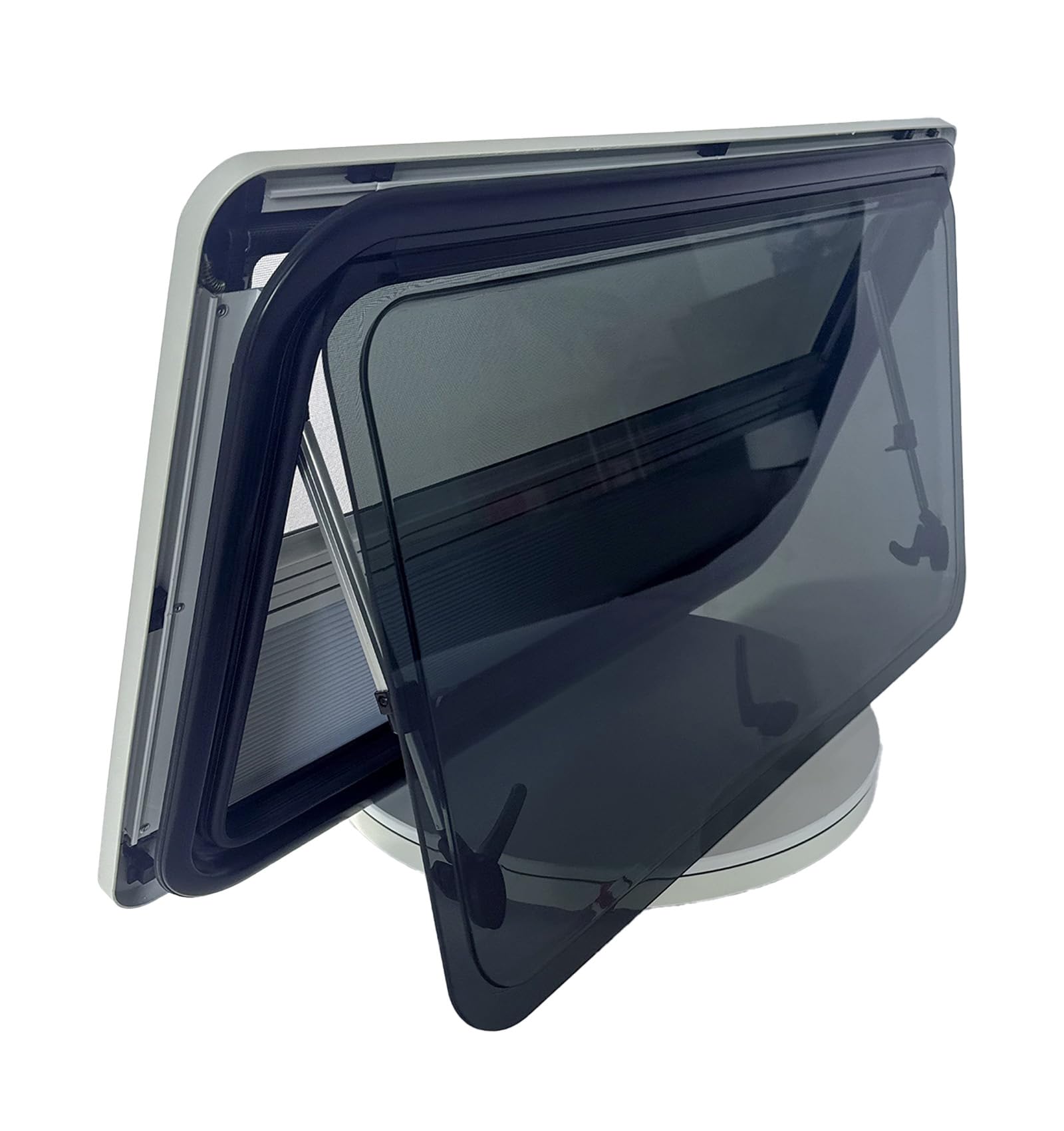 1100x550mm Ventana Camper Abatible para Caravana y Autocaravana, Ventana Lateral Externa con Persiana Integrada y Mosquitera para Furgonetas y Autocaravanas