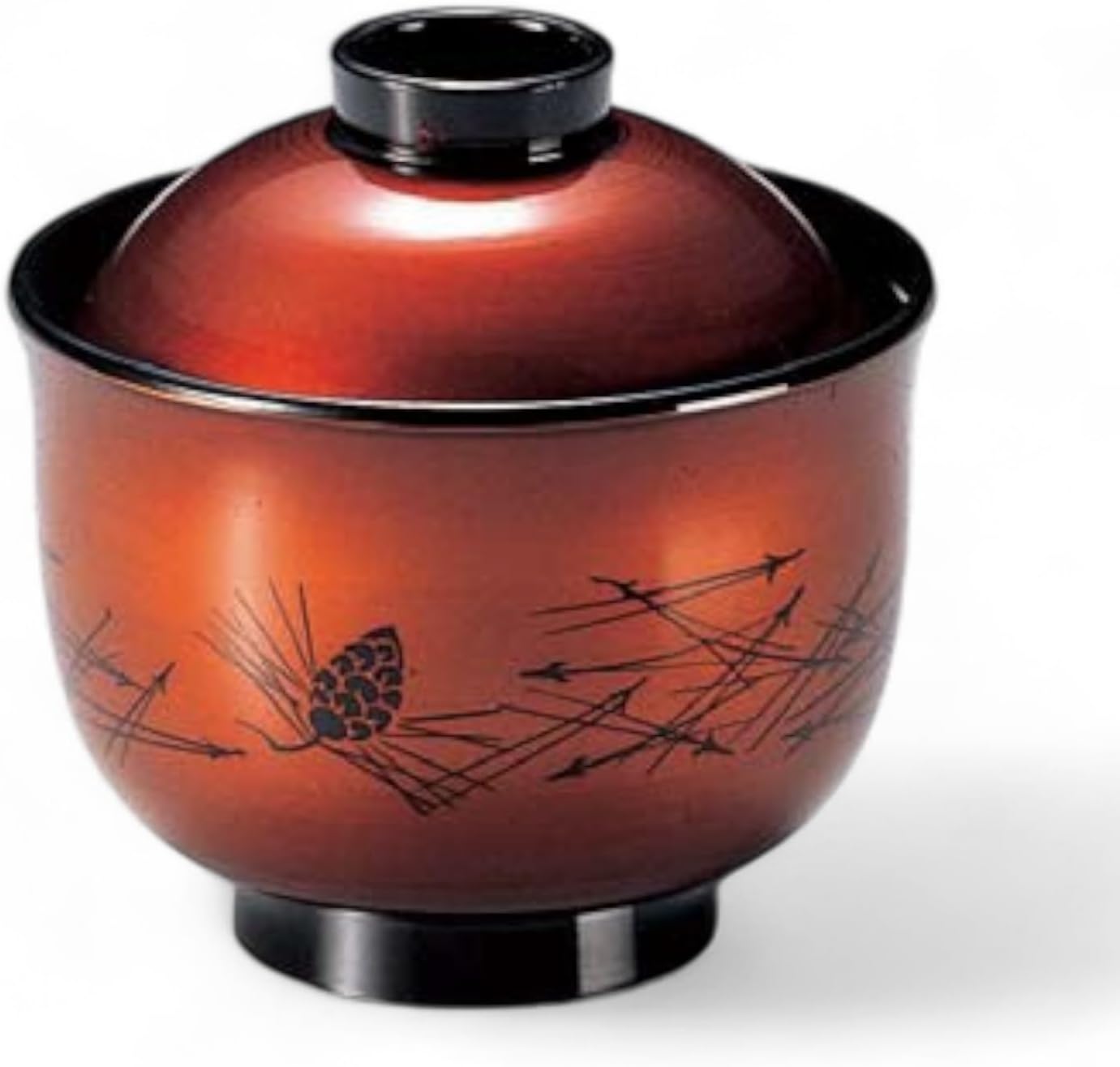J-kitchens TA3 Size Lily Shaped Small Soup Bowl (Soup Bowl, Bowl, Wan, Lacquerware), 1-minute Tamari Pine Needles, 3.5 x 3.5 x 3.5 inches (8.9 x 8.9 x 9 cm), Heat Resistant ABS Resin, Made in Japan,