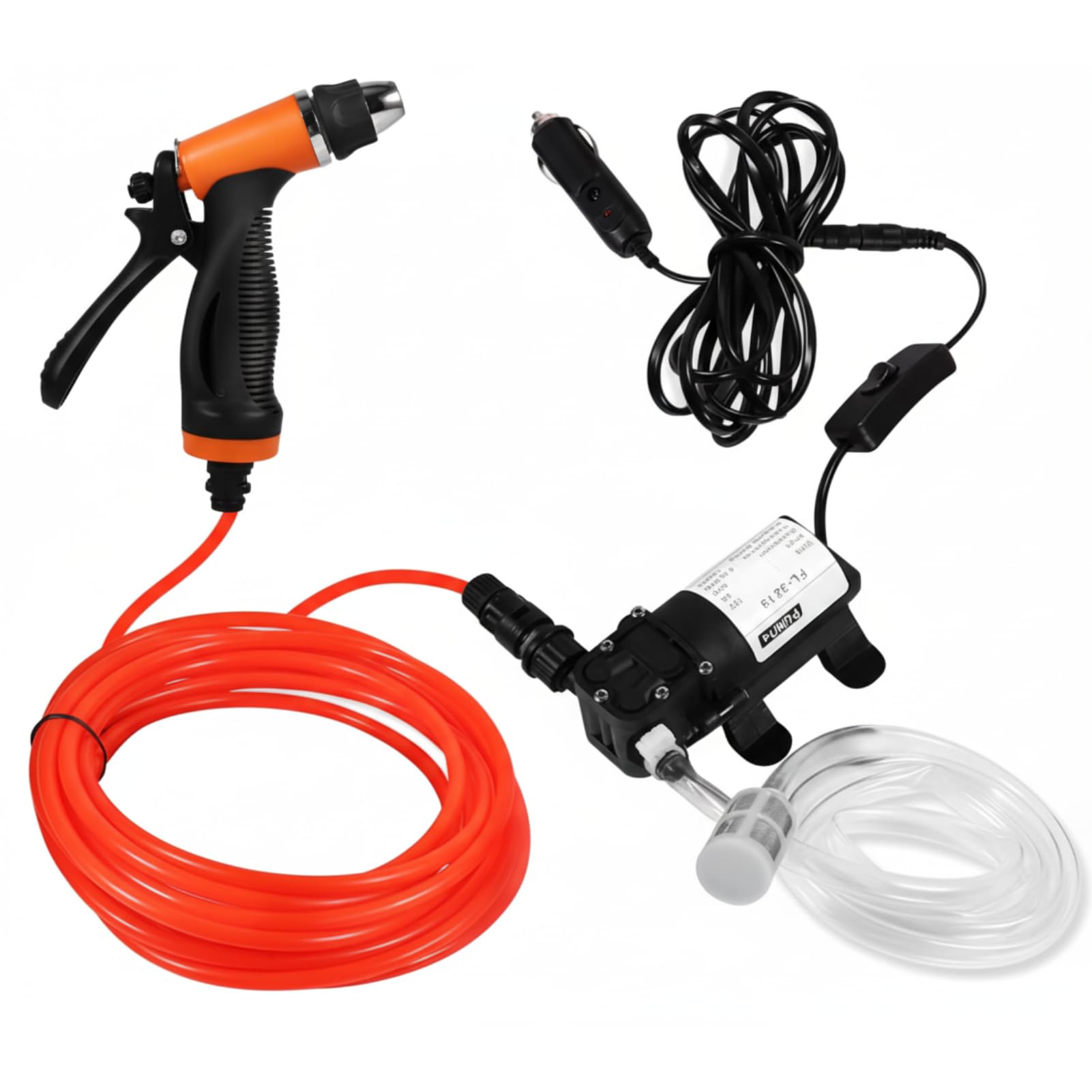 Autowaspomp, 80 W 12 V Draagbare Auto Washer kit Hoge Druk Automatische Auto Schoonmaak Spray Elektrische Auto Washer Wastafel Kit 130PSI voor Mobiele Wasauto Boot Caravan