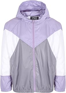 Windbreaker Waterproof Raincoat Jackets Contrast Panels Shower Resistant Lightweight Hooded Coat Girls Boys Age 5-13 Years