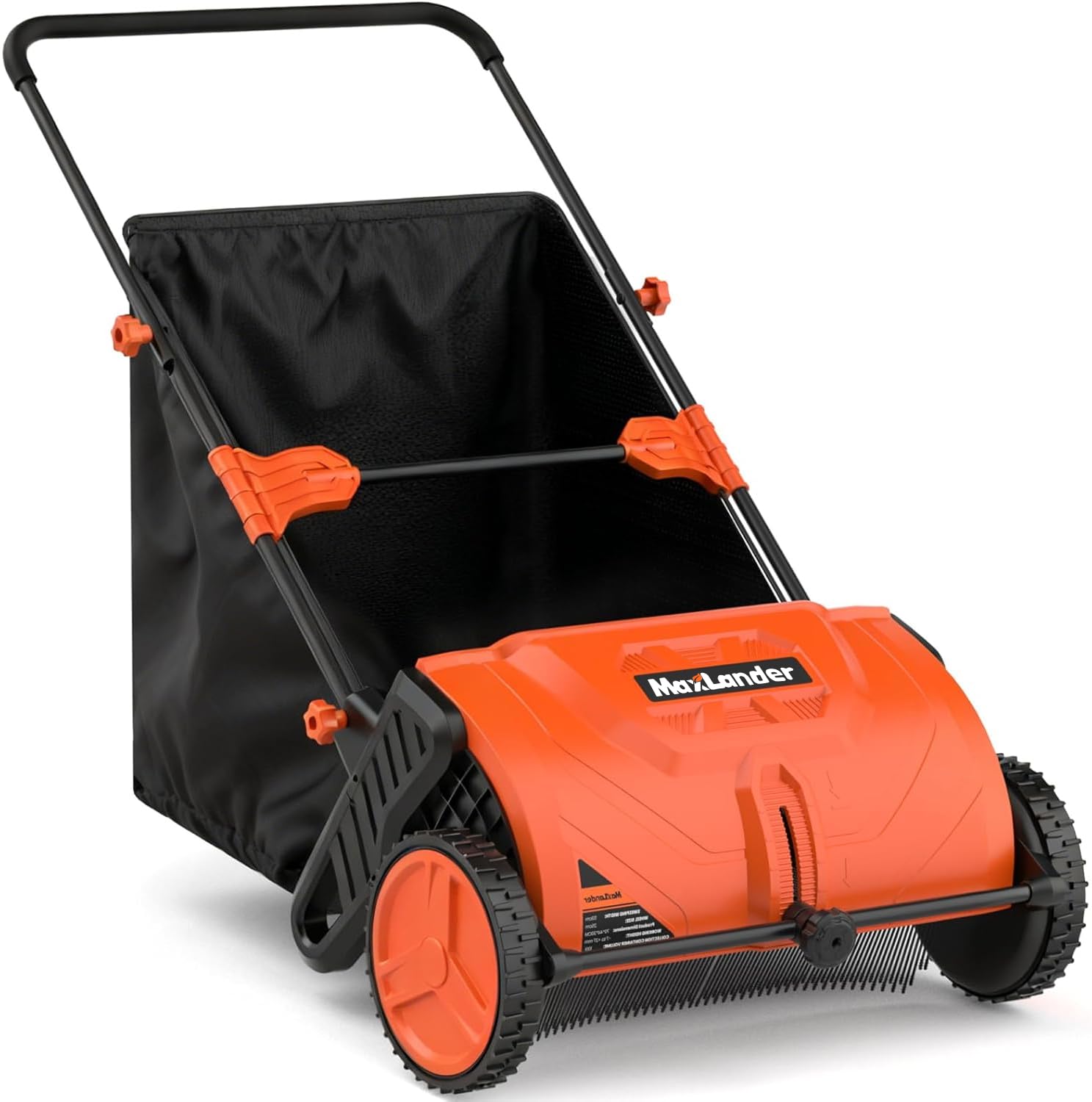 Man using MAXLANDER Manual Push Lawn Sweeper to collect leaves