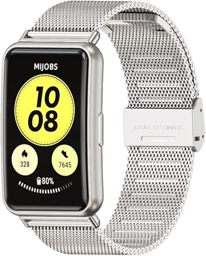 3Chome Correa compatible con Huawei Watch Fit Smartwatch, pulsera de acero inoxidable para Huawei Watch Fit