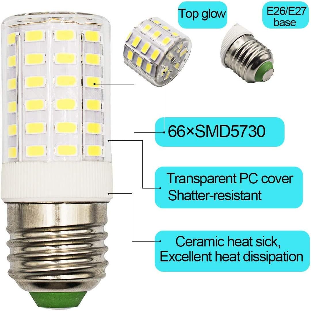 E26 LED Medium Base Screw LED Refrigerator Light Bulb Appliance Bulb 7W (60W-70W Equivalent) Non-dimmable Cool White 6500K 1000 Lumen AC100V-265V Fridge Light Floor Lighting Table Lamp Pack of 1