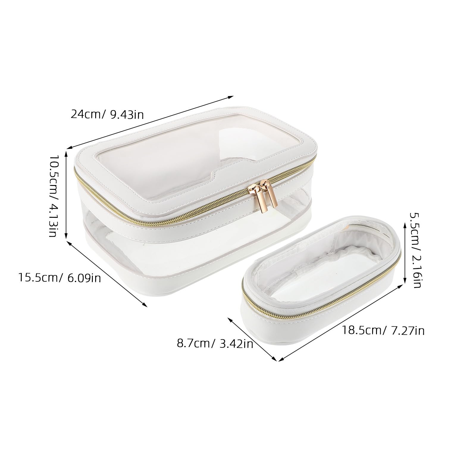 VILLCASE Borsa per Cosmetici da Viaggio Trasparente con Doppia Struttura in Tpu Pu Grande Capacità e Borsa Staccabile Versatile per Vacanze e Uso Quotidiano