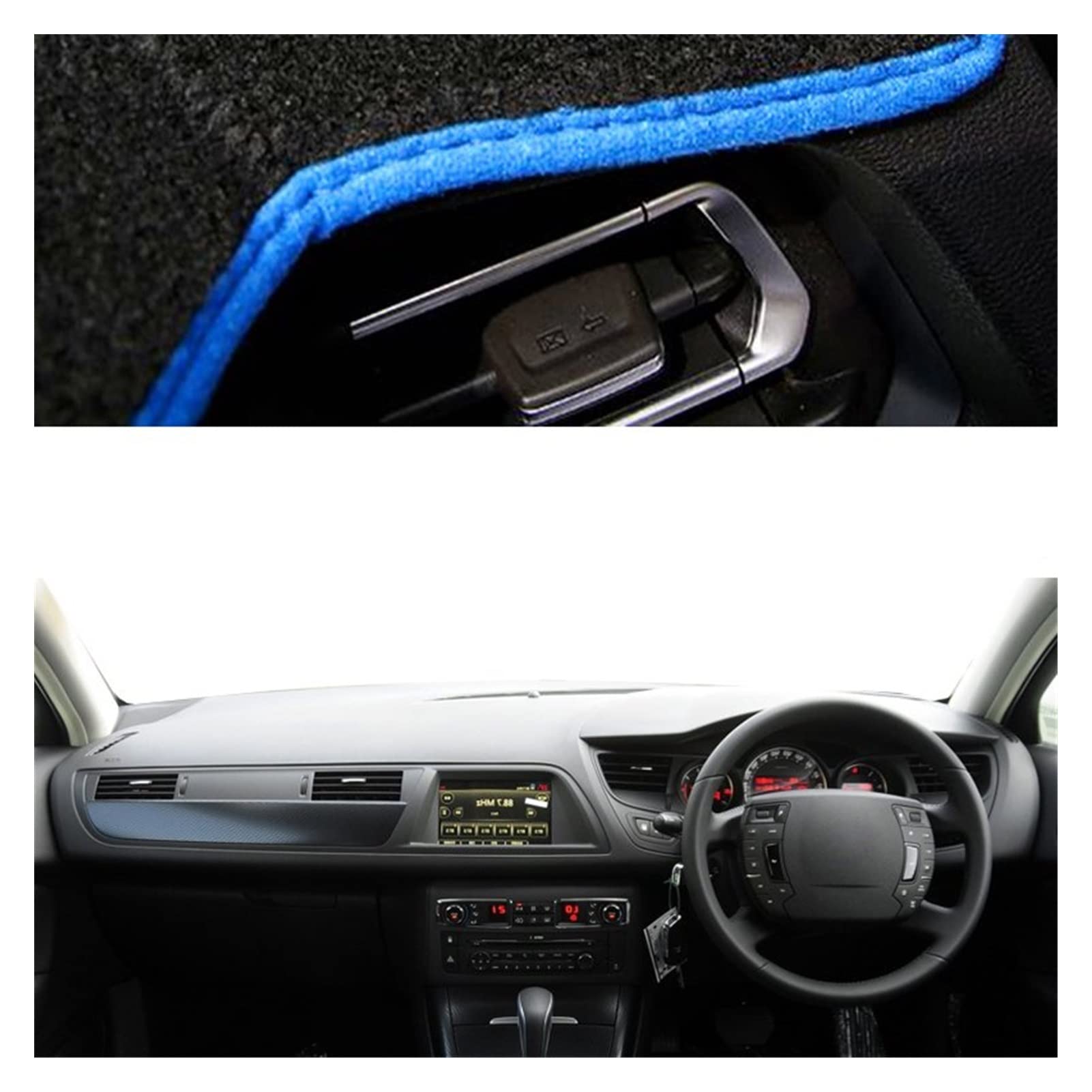 Cubierta del Salpicadero del Coche Para Citroen C5 2008-2016 Protector de la Consola Central Alfombra Dashmat Reducir Sol 2015 2014 2013 2012 Coche Interior del Salpicadero Cubierta ( Color : Blue RHD