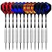 Sametop 12 Packs Steel Tip Darts Set 22 Grams with Flights, Aluminum Shafts, Nickel Silver Barrels and Dart Sharpener