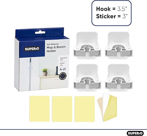 Miniatura 9 de Superio Organizador de escobas, organizadores de escoba y trapeador de plástico individual (plástico, 8)
