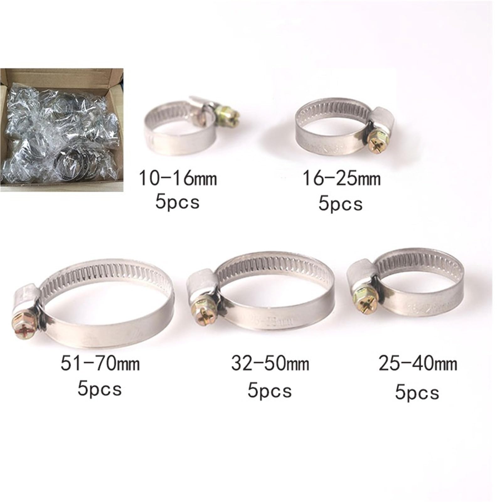 Colliers De Serrage En Acier Inoxydable Colliers de serrage en acier inoxydable, 25 pièces, 10mm-70mm, croix allemande, colliers de serrage