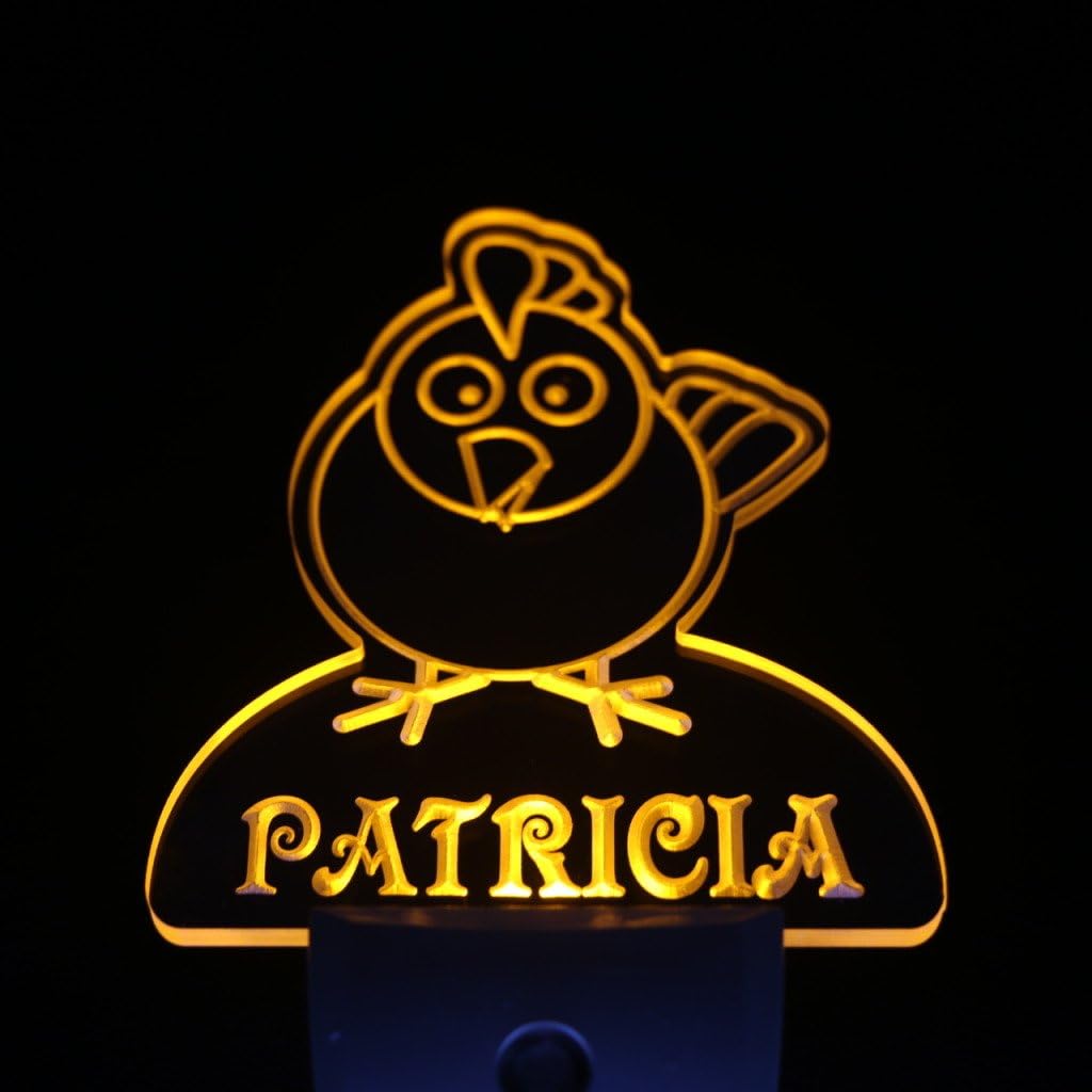 ADVPRO ws1007-tm Chicken Personalized Night Light Baby Kids Name Day/Night Sensor LED Sign