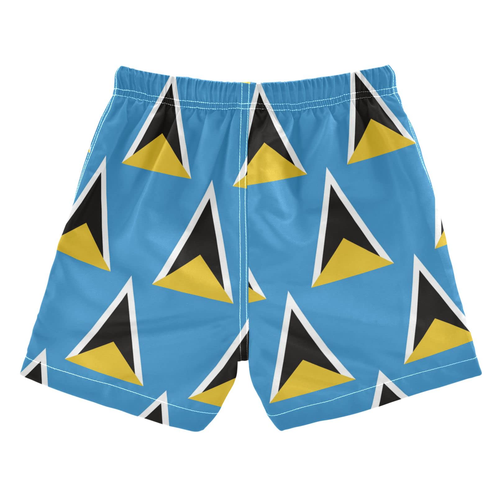 Vnurnrn Saint Lucia Flag Boys' Quick Dry Swim Board Shorts Toddler Swim Trunk White
