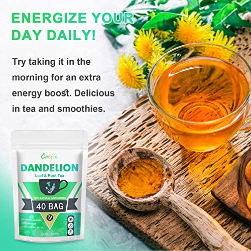 Organic Dandelion Root Herbal Tea, Premium Dandelion Root Leaf With Chrysanthemum And Cassia, Helps Improve Digestion & Immune System, Caffeine Free, 40 Tea Bags #TOP5