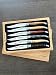Laguiole en Aubrac Luxury Fully Forged Full Tang Stainless Steel Steak Knives 6-Piece Set, Mixed Burl Wood Handles, Stainless Steel Brushed Bolsters