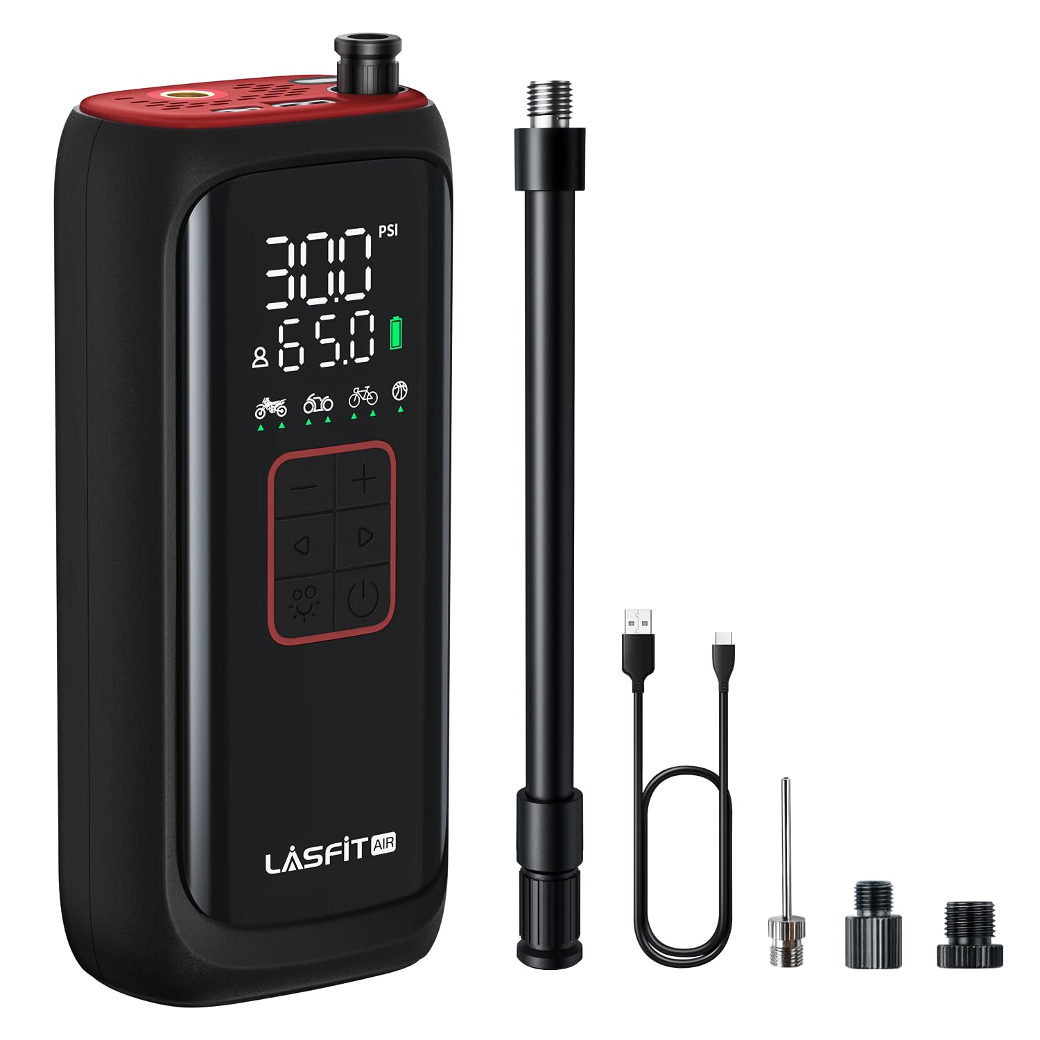 LASFIT AIR BM1 Bike Pump [20s Fast Pump] Auto Shut-Off 150 PSI High Pressure Portable Tire Pump with Presta Schrader Dunlop Valve for Bike Motorcycle