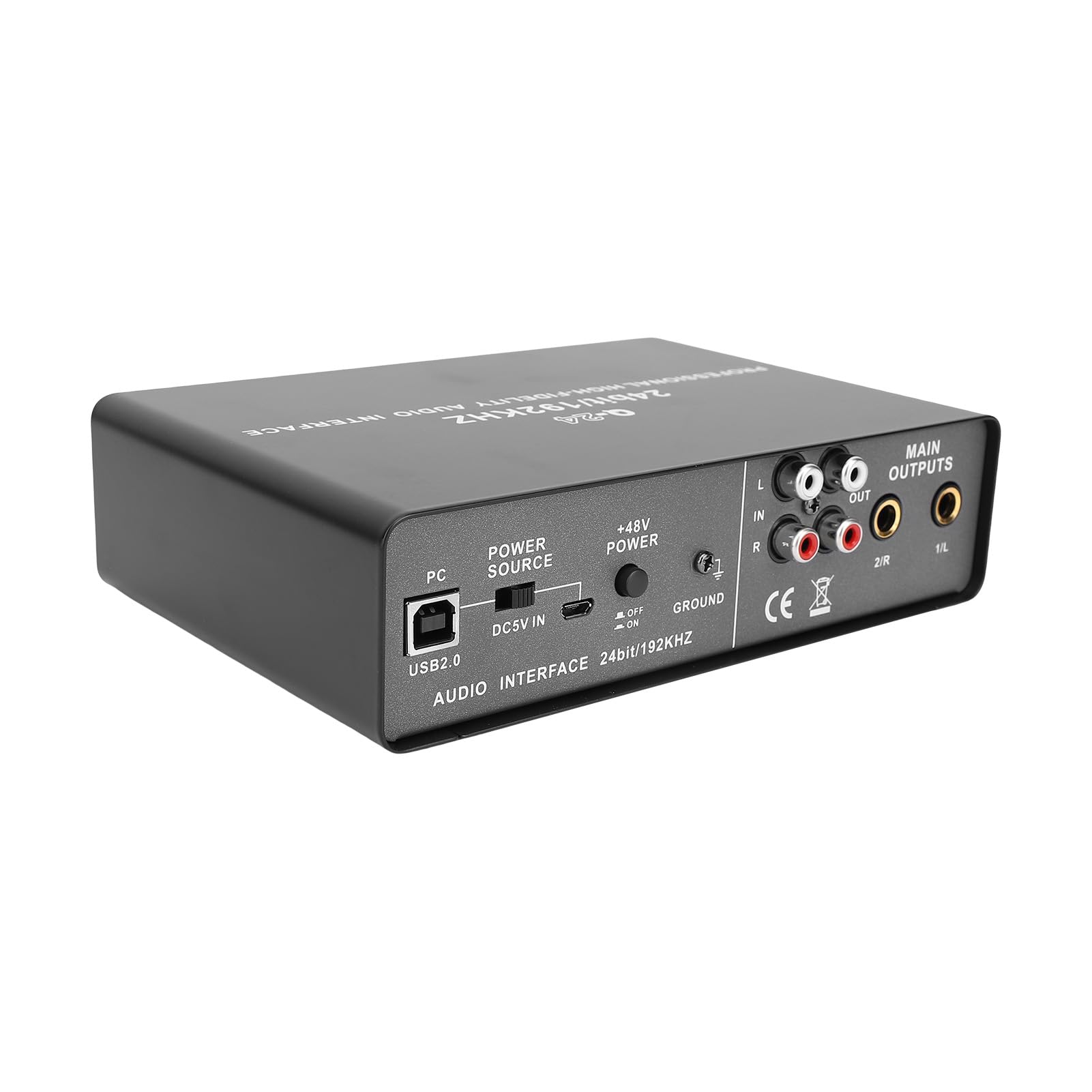 Keenso Interfaz de Audio USB, Interfaz de Sonido Tarjeta de Sonido de Grabación 24 Bits 192 KHz Equipo de Estudio de Grabación XLR TRS con Alimentación Fantasma
