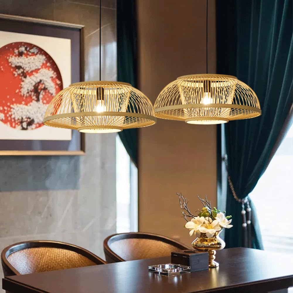 Półokrągłe Lampy Wiszące W Stylu Japońskim Lampa Wisząca Z Ręcznie Tkanego Bambusa Klasyczny Skandynawski Klosz Do Lampy Sufitowej Oświetleniowa W Stylu Nadmorskim Do Restauracji, Biura,