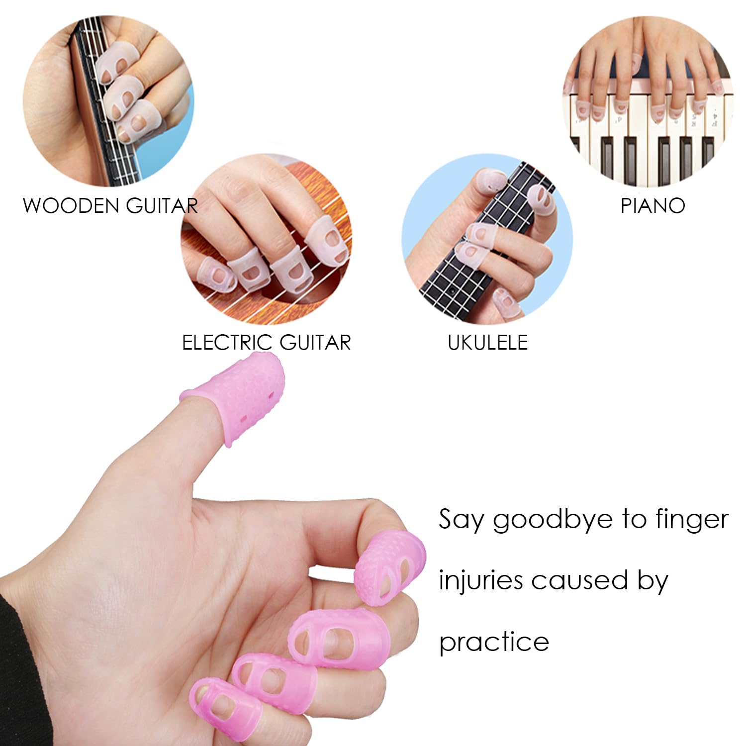 32 Protezioni Per Dita In Silicone - Per Chitarra, Basso, Ukulele, 4 Misure, Con Custodia - Foto 9