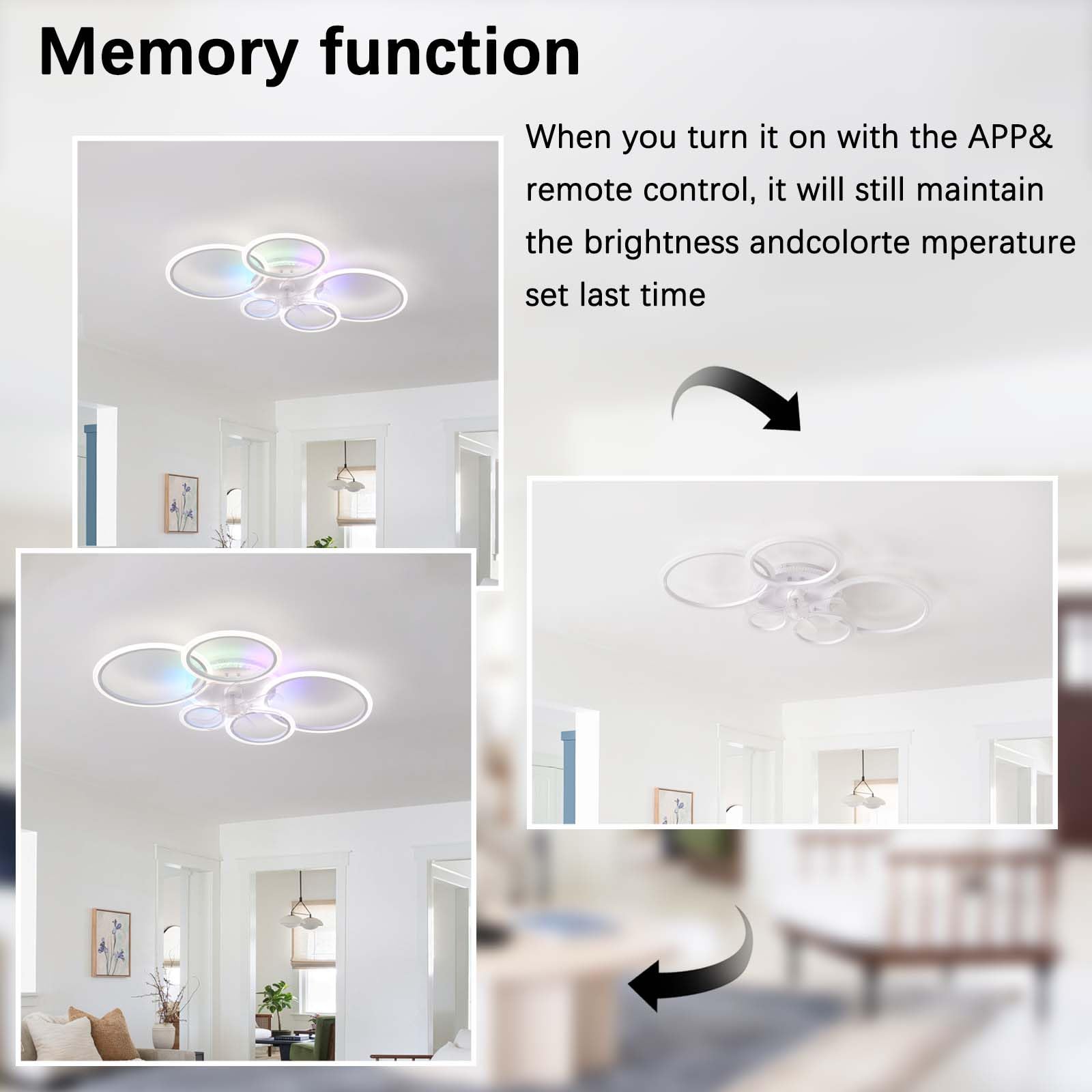 Reversibel Deckenventilator mit Beleuchtung 6-Gang Timer Alexa Kompatibel, Deckenlampe mit Ventilator LED Dimmbar,RGB Leise Lampe mit Ventilator Fernbedienung Wohnzimmer 95cm,Weiß | Reversible Timing 6 Geschwindigkeiten,Dimmbar Leise Wohnzimmer Kronleucht