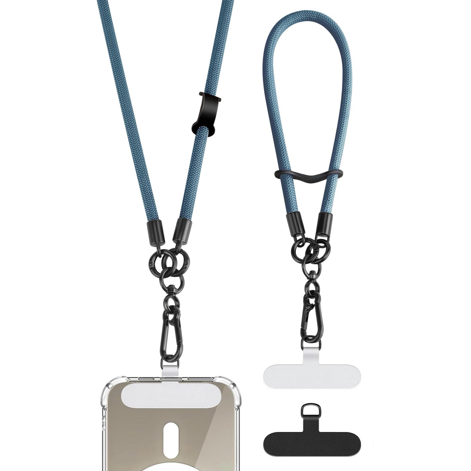 Timovo Unisex Dark Blue Universal Phone Lanyard, Adjustable Cell Phone Chain Anti-Theft Crossbody Strap For Iphone 15 Pro Max And Most Smartphones, Crossbody Neck Strap×1, Wrist Strapx1, Lanyard Patch×2,