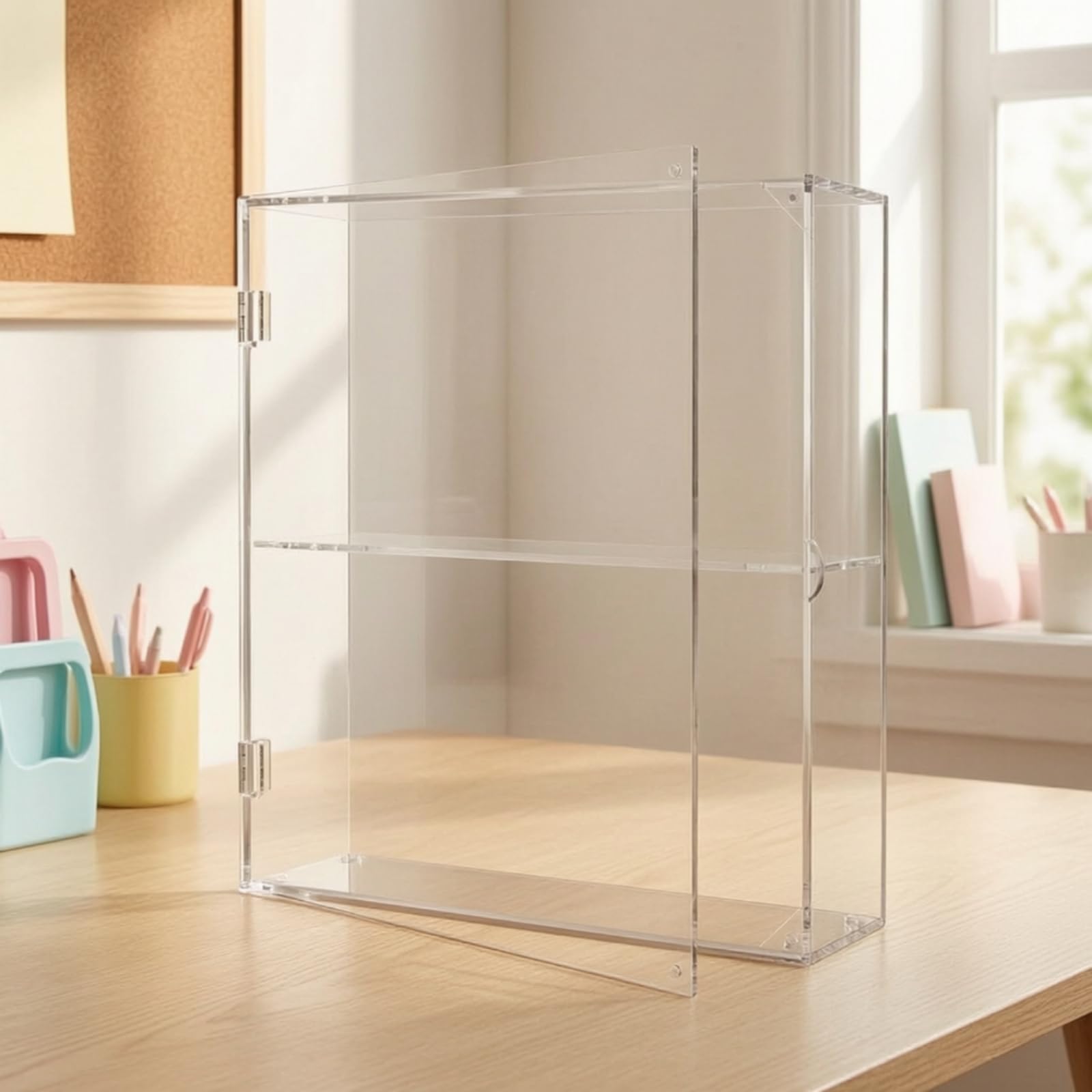 stöckige Acrylvitrine mit Tür Staubdicht Schaudose mit Innenboden und Griff Staubgeschützt Sammelvitrine für Hobbyisten, Wohnzimmer, Schlafzimmer