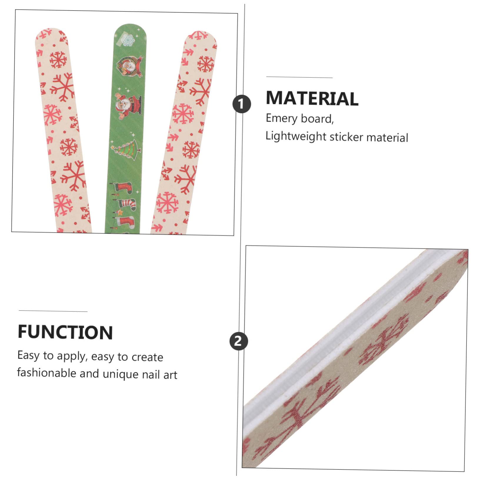 PLAFOPE Limes à Ongles Plusieurs styles Lot de 12 Thème Noël en Carton Émeri pour Poncer et Enlever la Colle des Ongles Naturels et Artificiels pour Manucure à Domicile ou Salon