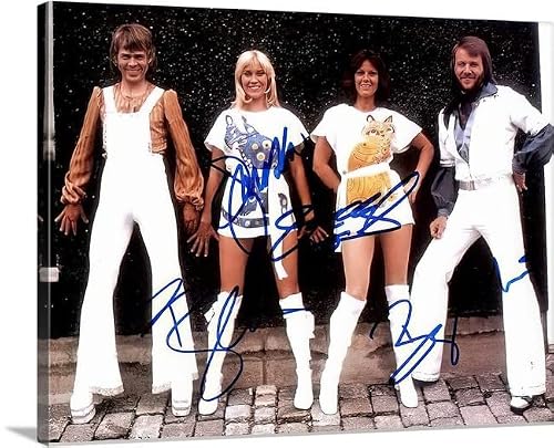 Photo Art Print by PHOTOOH! ~ ABBA Full Group Autographed Signed Wall Art Photo Posters Movies Star Celebrity Canvas Pictures for Modern Home Office Art Decor Celebrities Prints Unframed Photograph RePrint RP (16 x 20 GLOSSY METAL PRINT)