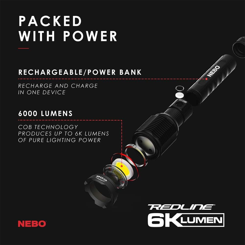 🛒 Crаzу Dеаlѕ Nebo Redline 6K Rechargeable Flashlight 6000 Lumen LED Bundle with a Lumintrail USB Wall Adapter