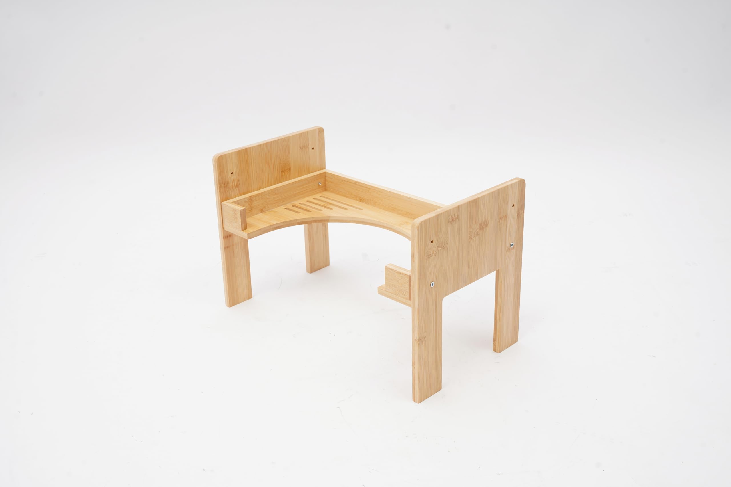 Taburete de bambú para inodoro, altura regulable, soporte para inodoro, tabla de madera, taburete en forma de C de 35 grados