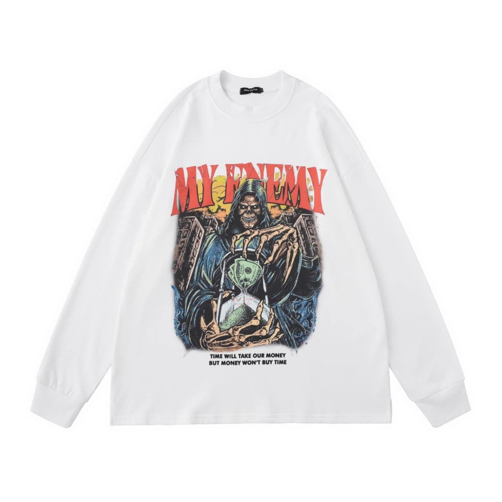 Hip Hop Felpa Nera Streetwear Stampa Pullover Felpa Con Cappuccio Harajuku Casual Punk Gotico Cotone Coppia Allentata