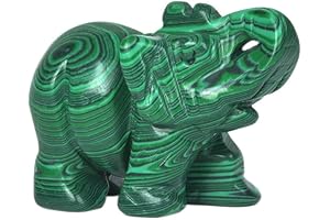 Justinstones Green Malachite Crystal Shri Ganesh Ganesha Elephant Statue