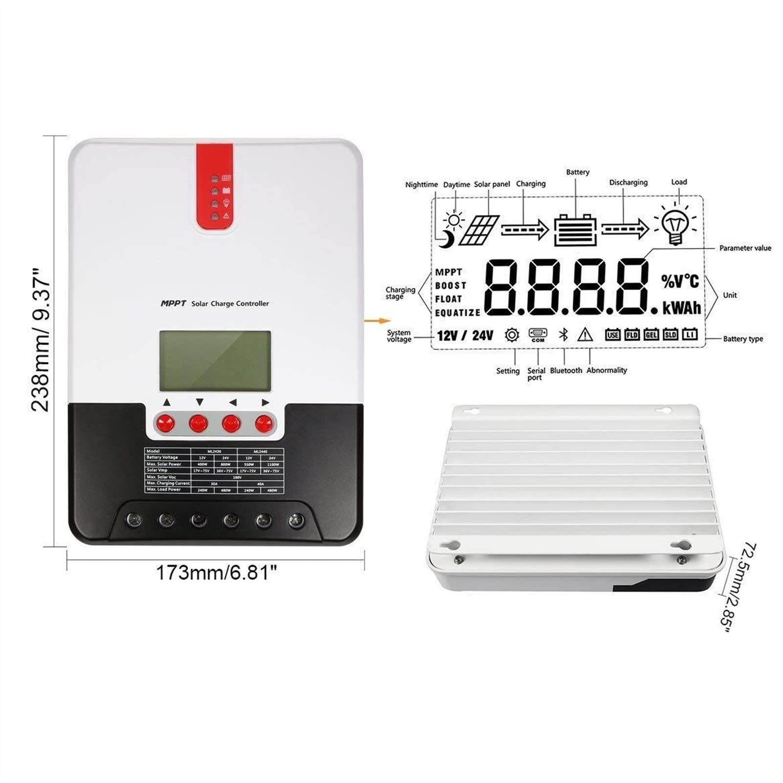 Inwerter Solarny, MPPT 20A / 30A 40A Słoneczny kontroler regulator układu Słonecznego Automatyczne rozpoznawanie napięcia Inteligentny Wielofunkcyjny słoneczny(30A ML30)