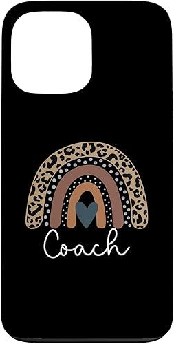 Funda para iPhone 13 Pro Max Coach Cute Leopard Boho Rainbow para Team Coach Squad Case