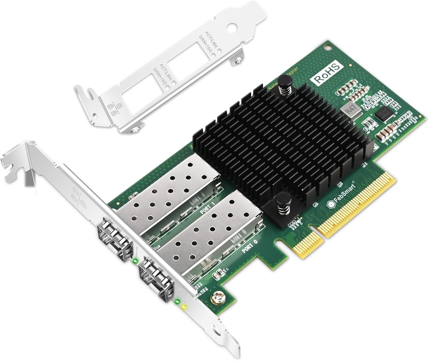 PCIE X8 Interface to 2X 10GbE SFP+ Fiber Port Converged Ethernet Adapter, Intel Dual Port 10GbE Ethernet Controller X710-BM2, 2-Port 10GbE PCIE NIC Card, 2X 10GbE SFP+ LAN Adapter (X710-DA2)