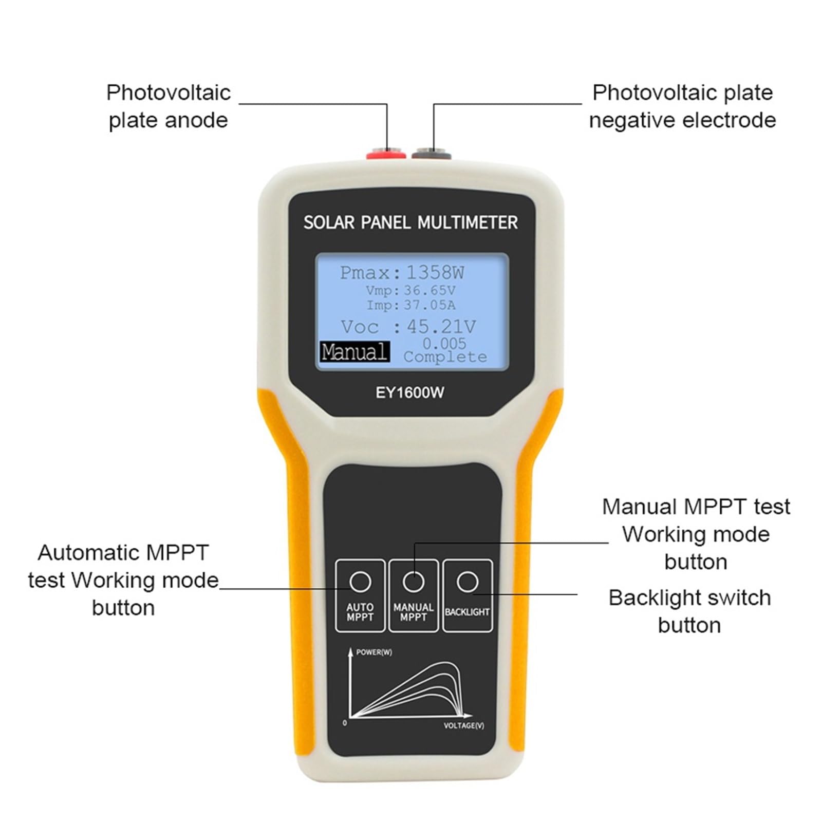 EY1600W/EY800W/EL400B panel fotowoltaiczny multimetr tester paneli słonecznych, tester MPPT, napięcie prądu, wiele metrów (EY1600W)