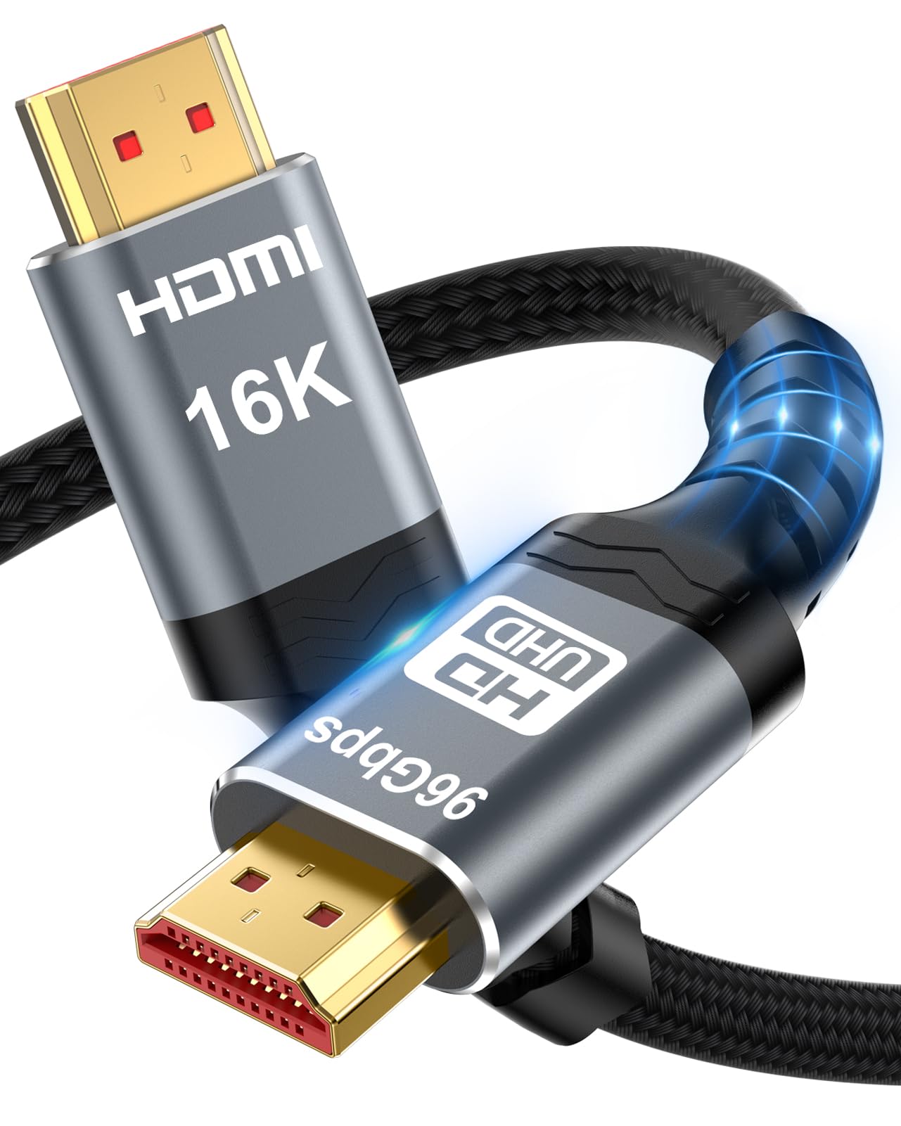 Cable HDMI 2.2 de 16 K [16 K a 60 Hz, 8 K a 240 Hz, 2K/4K a 480 Hz/240 Hz], cable HDMI trenzado de alta velocidad de 96 Gbps, HDR10+ eARC HDCP 2.3 2.2 cables para PS5/PS4/Xbox/PC/monitor/proyector