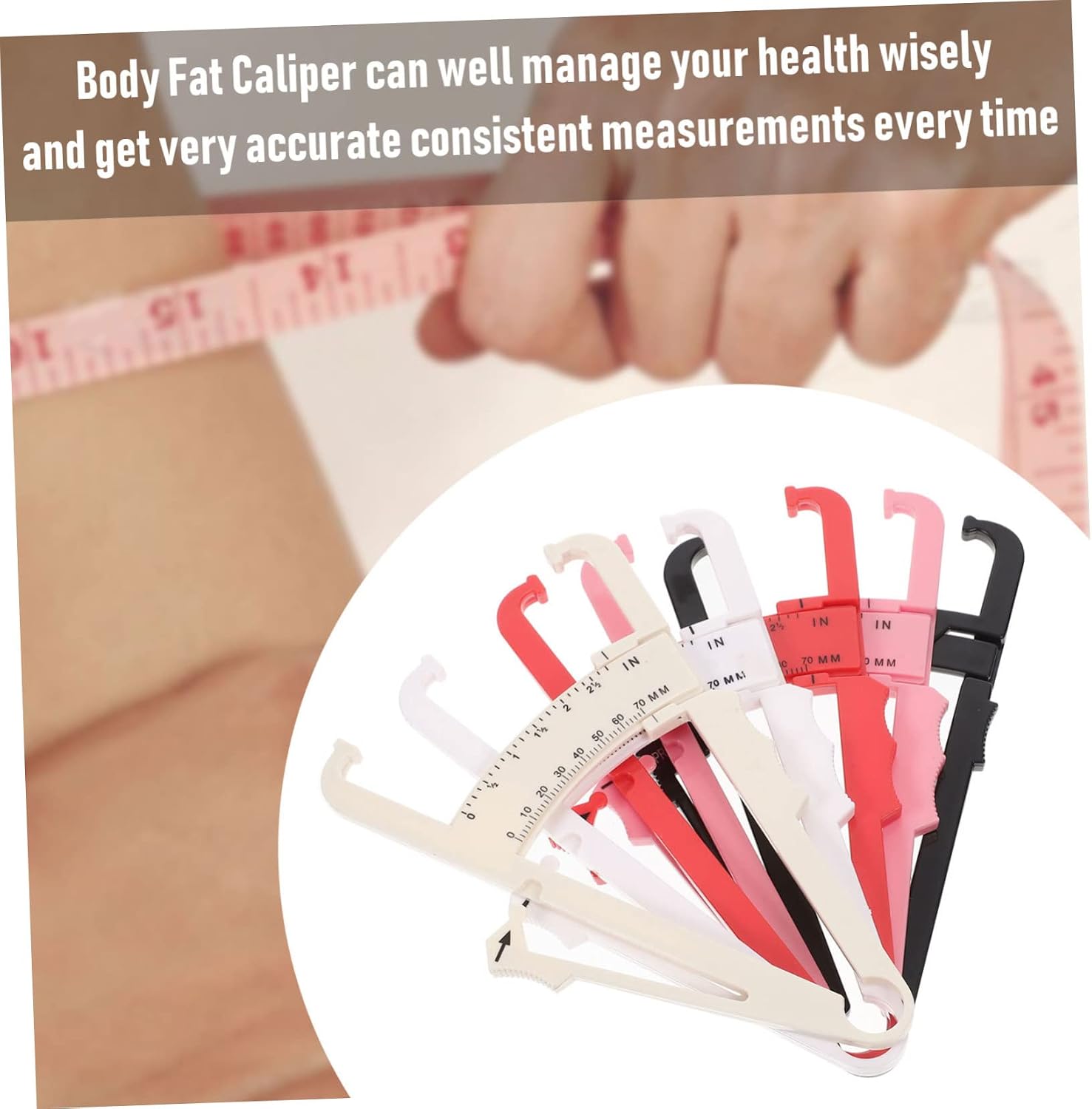 KOMBIUDA 5pcs Skinfold Calipers for Accurate Measurement Lightweight and Portable Fat Caliper Tool for and Health Monitoring