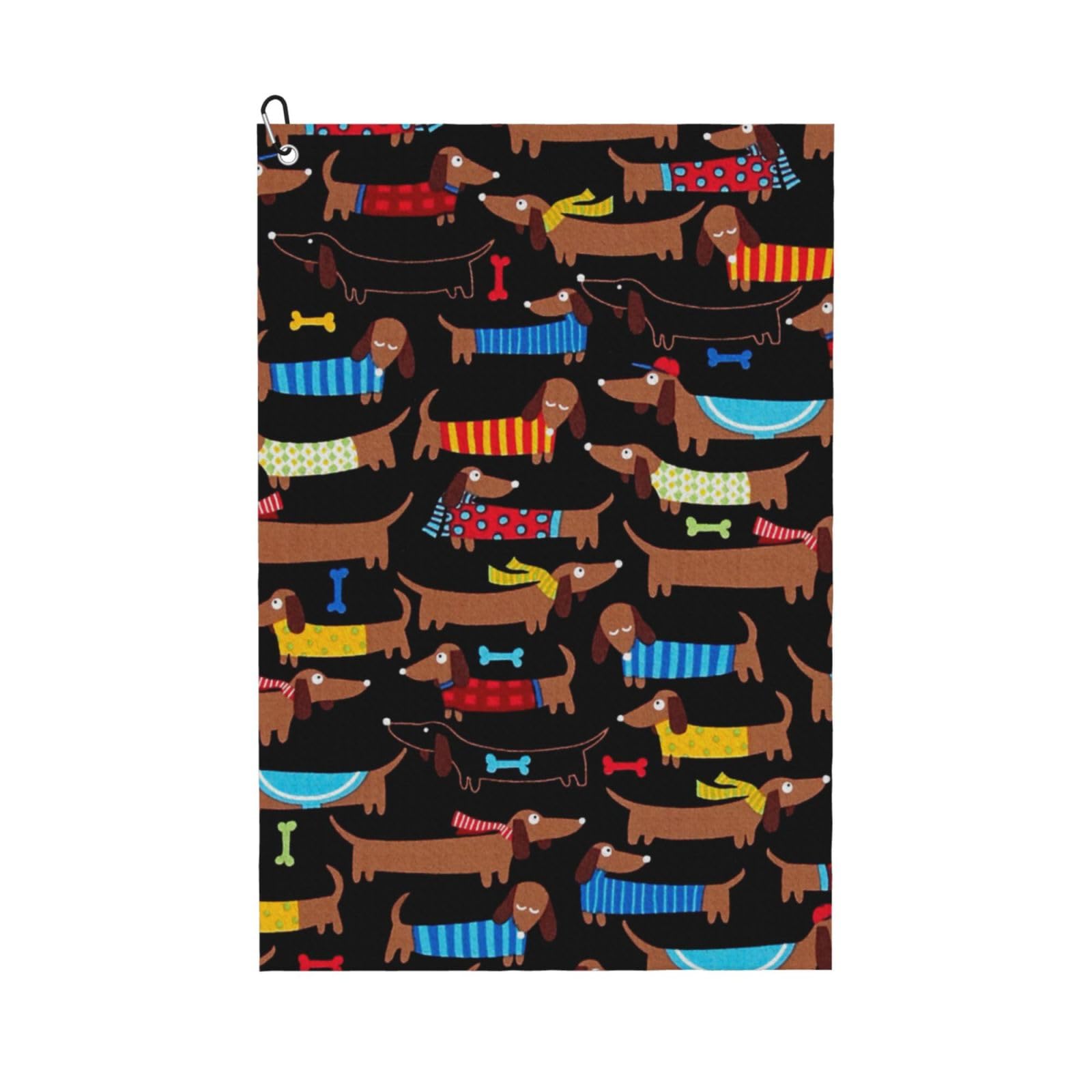 Hnnkloy Dachshund, 16x24 in Portable Waffle Golf Towels with Carabiner Clip for Golf Bag