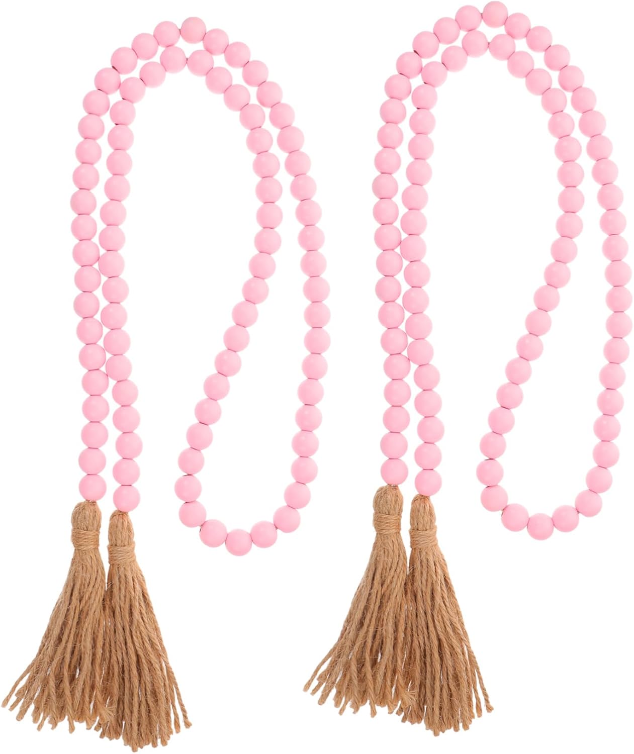 Alipis DIY Colorful Wooden Beaded Garland with Tassels 2pcs Rustic Wall Hanging Decoration for Home Decor Creative Wooden Beads String for Festivals and Craft Projects