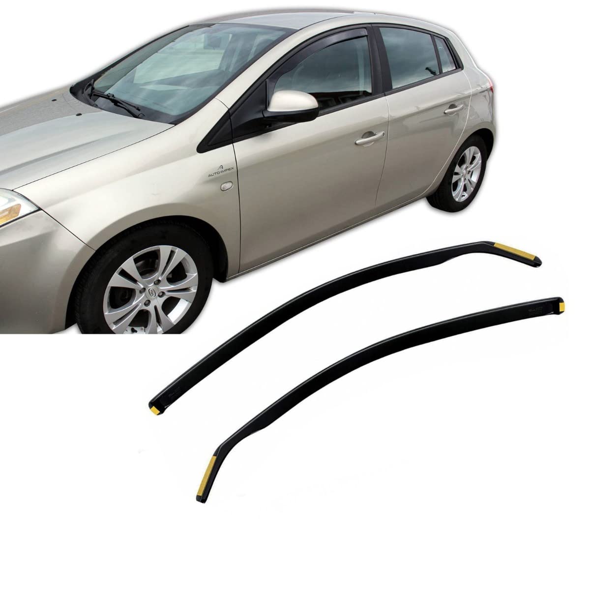 J&J AUTOMOTIVE Deflettori d'Aria per Fiat Bravo 2007-2017, Set da 2 Pezzi, Nero Fumé Oscurato Heko