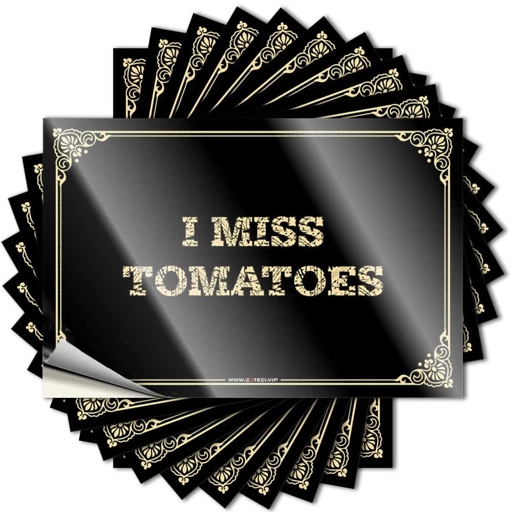 Fzfn Colour Sweet Hard Lettering Sticker | I Miss Tomatoes Autumn Durable Vinyl Sticker Easy Apply For Absorbing(8X12cm)