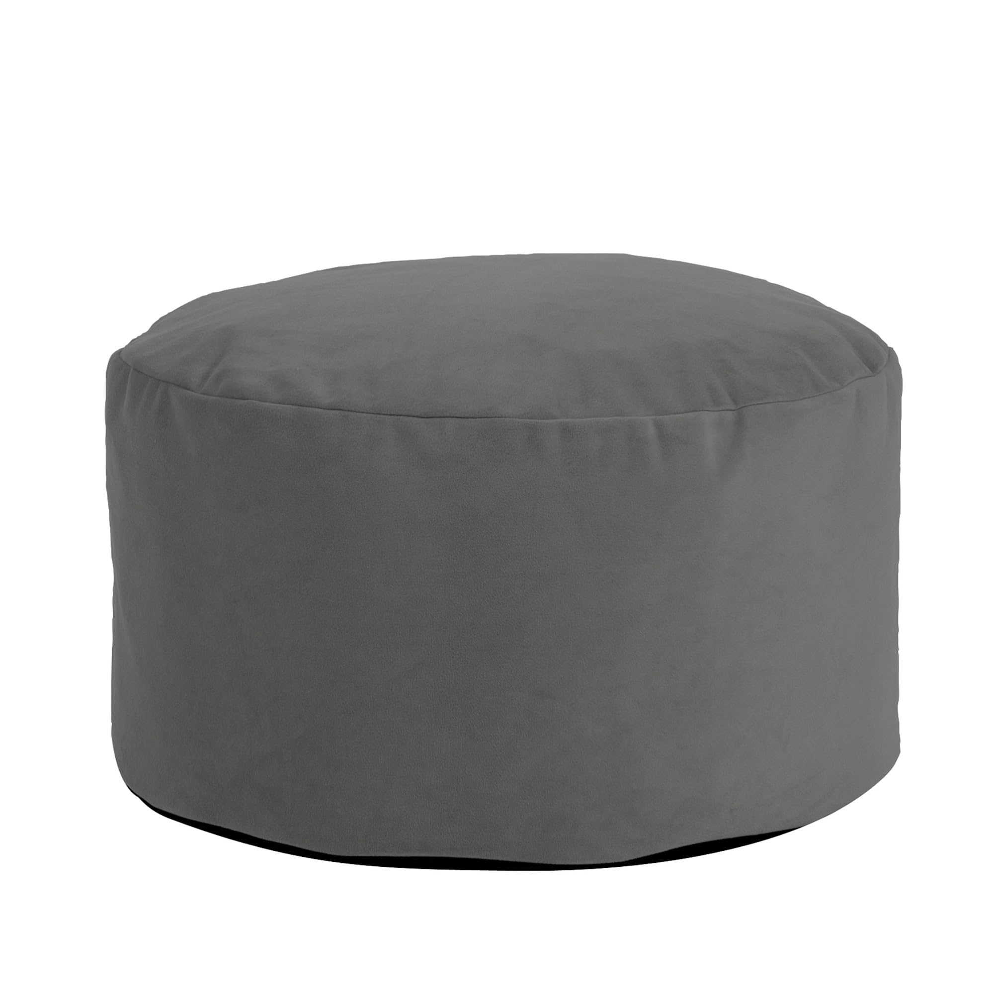 Howard Elliott Round Pouf Ottoman Foot Rest With Cover, Round Stuffed Foot Stool Filled Polyester Fiber, Fluffy Comfortable Soft Seating for Living Room & Bedroom, 22 x 22 x 12 Inch, Bella Pewter