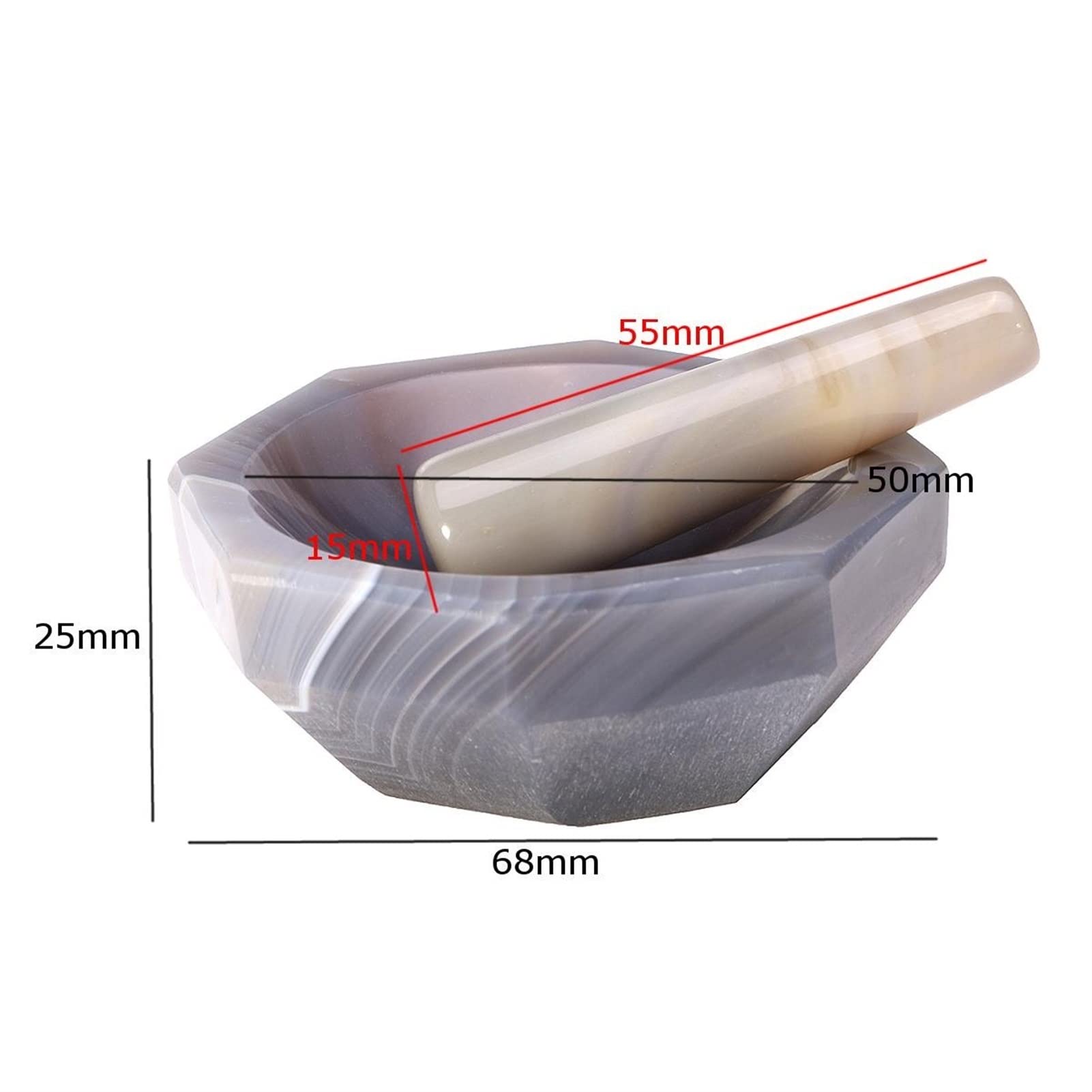 Molinillos de especias de ágata natural profesional, juego de molinillo de mortero, molinillos de condimentos de mano, olla for mezclar ajo, pimienta, mortero y maja, herramienta de cocina, h