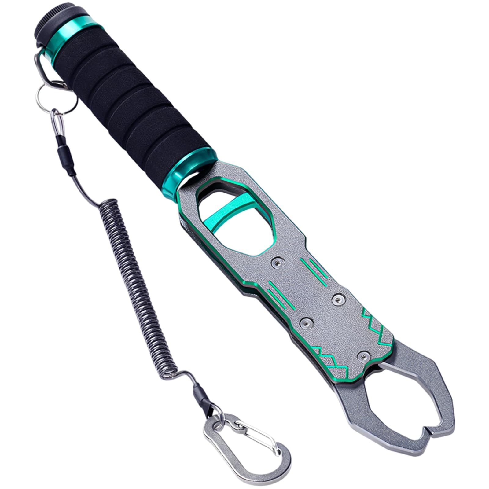 Generisch Herramienta de pesca de aluminio de 11 in / 28 cm para agarrar y controlar, ligera y resistente a la corrosión, con agarre seguro, mango giratorio de 360 grados y cuerda antipérdida