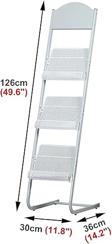 Miniatura 5 de Revistero Revistero de 3 niveles, estante de exhibición de folletos de metal, organizador de estante de literatura para piso de sala de